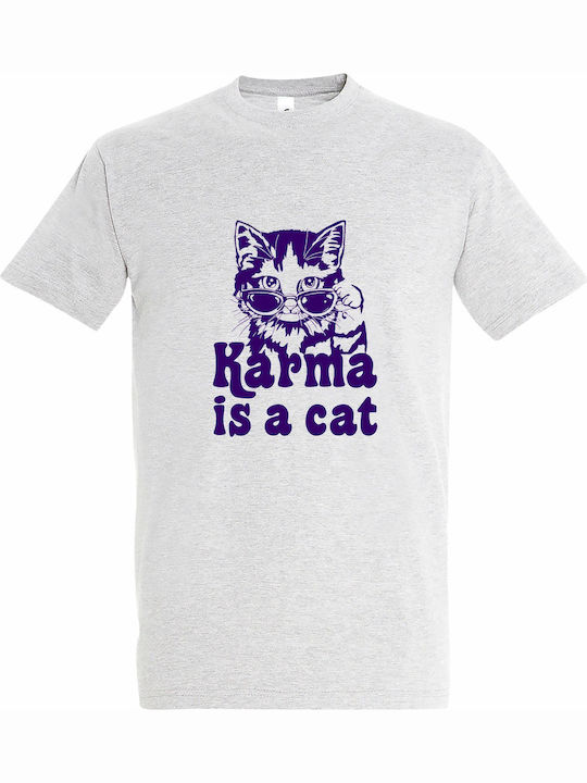 Karma Is A Cat Taylor Swift T-shirt Gray Cotton