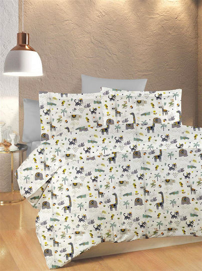 Dimcol Kinderdecke Einzel Kids Zoo White-grey 160x240cm
