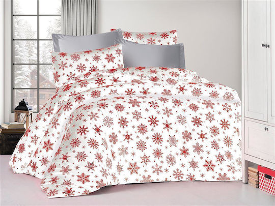 Dimcol Μονό 160x240εκ. Snowflake 462 White-Red