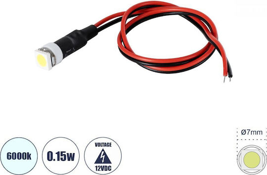 GloboStar LED 12V 0.15W Ψυχρό Λευκό Υψηλής Ισχύος SMD LED Φ0.7 x Υ2.3cm - Dimmable 1τμχ 81482
