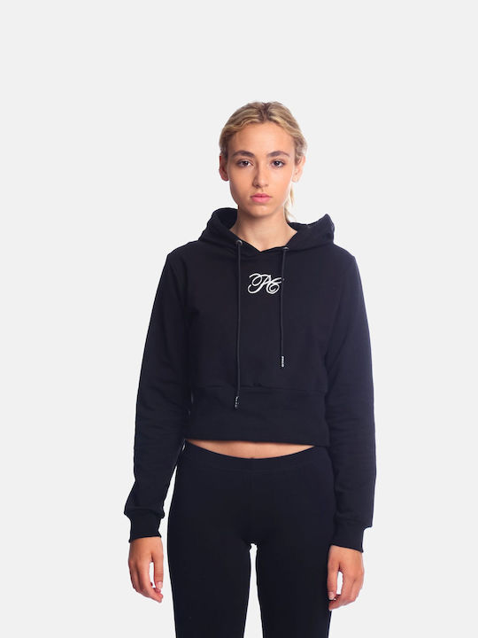 Paco & Co Women's Cropped Hooded Sweatshirt Black