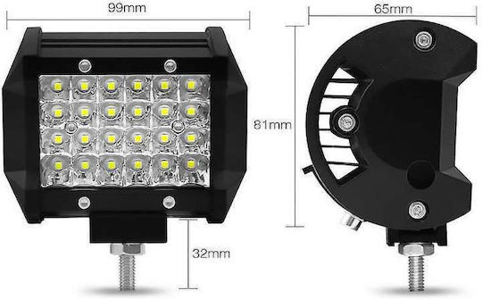 Ορθογώνιος Προβολέας Αυτοκινήτου LED Mitsubishi Pick-up 72W 9.9cm με Λευκό Φωτισμό 1τμχ