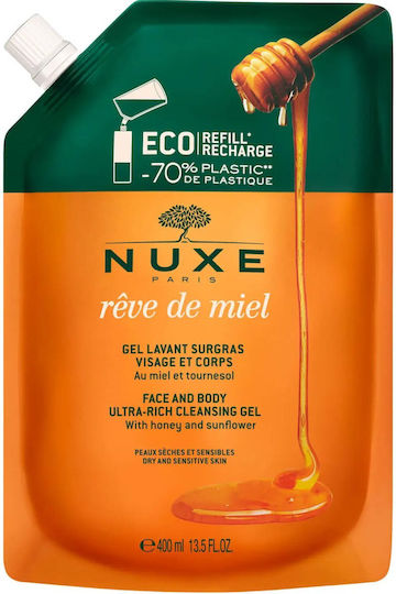 Nuxe Reve De Miel Ανταλλακτικό Αφρόλουτρο σε Gel με Μέλι Ενυδατικό 400ml