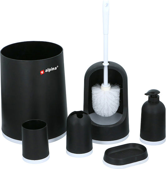 Alpina Appliances Set Accesorii Baie Plastic Negru 6buc