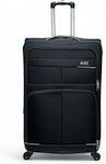 Olia Home Large Travel Suitcase Fabric Black with 4 Wheels Height 70cm.