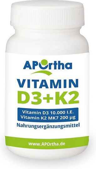 Aportha Βιταμίνη D3 & K2 για Ενίσχυση του Ανοσοποιητικού & την Υγεία των Οστών 10000iu 120 φυτικές κάψουλες