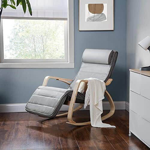Schaukelstuhl mit Fußhocker Light Grey 67x91x125cm