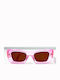 Looks Style Eyewear Women's Sunglasses with Pink Plastic Frame and Burgundy Lens 74baa-09184