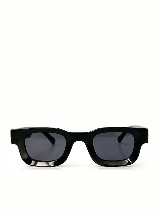 Looks Style Eyewear Unisex Γυαλιά Ηλίου με Μαύρο Κοκκάλινο Σκελετό και Μαύρο Φακό 74aex-88932