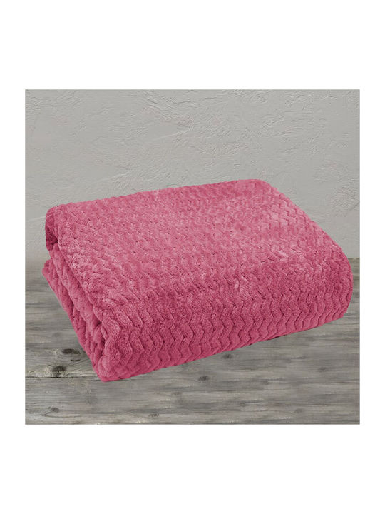 Το μεγάλο παζάρι Κουβέρτα Fleece Μονή 160x220εκ. Ροζ