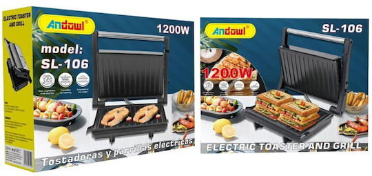 Andowl Τοστιέρα για 2 Τοστ 1200W Μαύρη