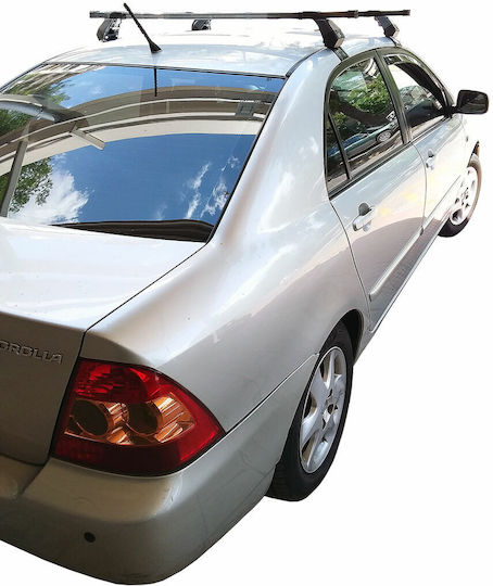 Hermes Autodachträger Metallisch für Toyota Korolla 2002-2007 mit Dachträgerfüßen und Schloss Schwarz