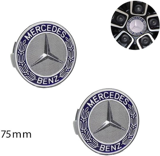 Factory Radnabenkappen Mercedes Benz mit Innendurchmesser 75mm Schwarz 2Stück