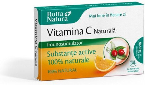 Rotta Natura Vitamina C Pentru Întărirea Imunității Pielii Și Acțiune Antioxidantă 90mg 30 Tablete Masticabile