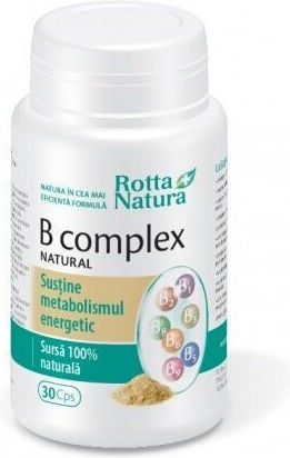 Rotta Natura B Complex pentru Energie, Întărirea Sistemului Imunitar & Sistemul Nervos 400mg Natural 30 capace