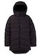 Lang Damen Puffer Jacke für Winter Schwarz
