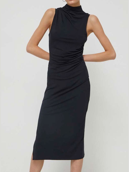 Superdry Jersey Midi Φόρεμα Black
