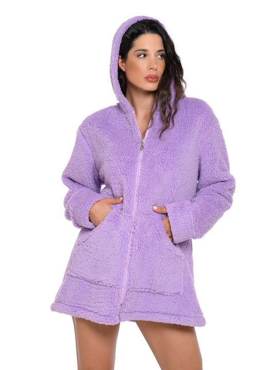 Clio Lingerie De iarnă Pentru Femei Fleece Halat Lila