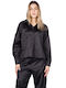 Langärmelig Damen Satin,σατεν Hemd Schwarz