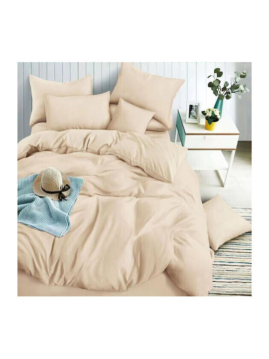 To megalo pazari Sheet Sets King Size with Elastic 220x240cm. Ecru 4pcs