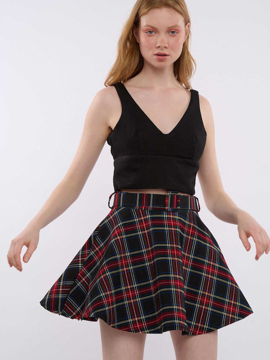E-shopping Avenue High Waist Skirt Checked in Black color