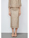 High-waisted Midi Skirt Gold