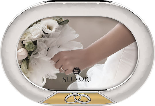 Slevori Cutie pentru Coroană de Nuntă Oval Argintiu 15x10εκ.