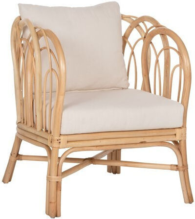 Outdoor-Sessel Rattan Estor Natural-White mit Kissen 78x75x92εκ.