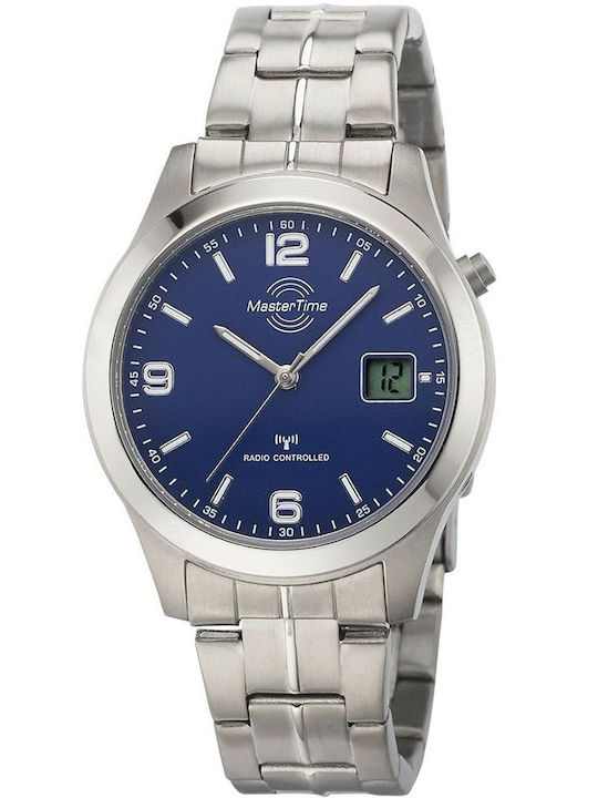 Master Time Ανδρικό Ρολόι 42mm Μπαταρίας με Ασημί Μεταλλικό Μπρασελέ