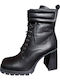 Leder Stiefeletten Damen Schwarz