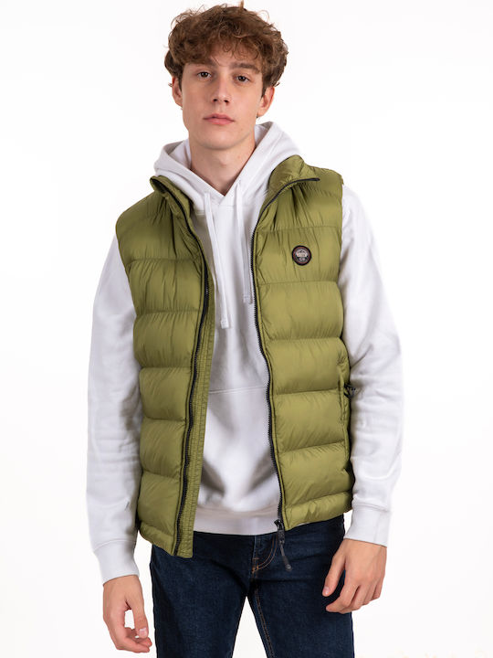 Vcode Men's Sleeveless Puffer Jacket Windproof Green.