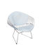 Outdoor Armchair Metallic Bertoya-arms CHROME with Cushion 82x66x82cm