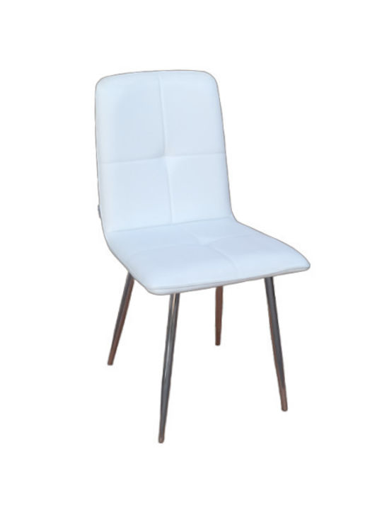 Dining Room Artificial Leather Chair ΛΕΥΚΗ 49x50x89cm