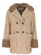 Curly Women's Checked Brown Peacoat with Buttons