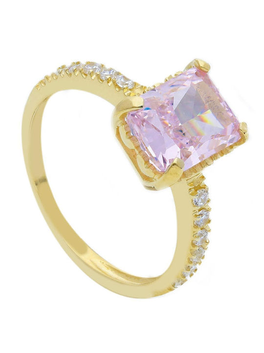 Mentzos Einzelner Steinring aus Gold 14K