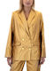 Mi-Ro Women's Leather Double Breasted Blazer GOLD