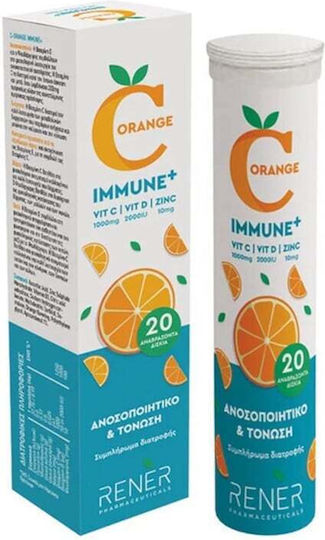 Rener C-orange Immune + Πολυβιταμίνη για Ενίσχυση του Ανοσοποιητικού 10mg Πορτοκάλι 20 αναβράζοντα δισκία