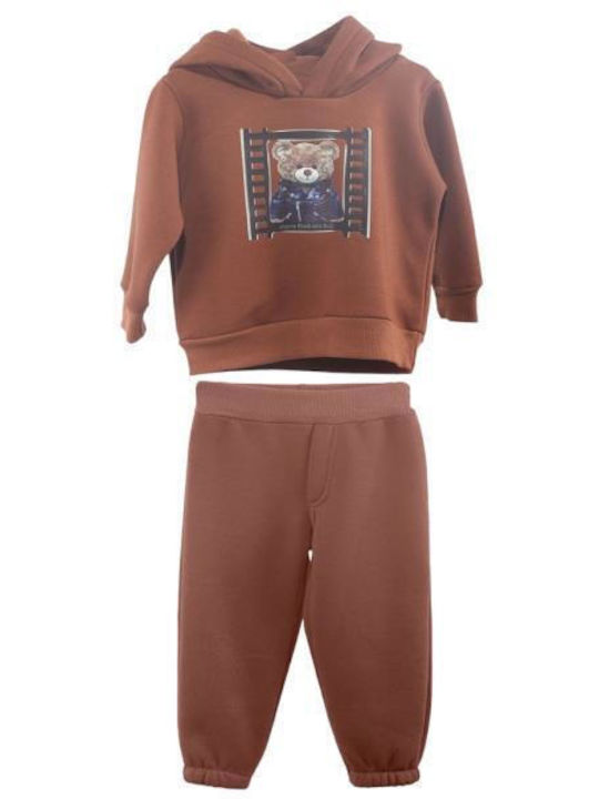 Joyce Kids Sweatpants Set Dark Brown 2pcs