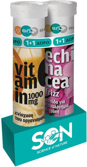 Science of Nature Science Nature Vitamin Vitamin C 1000mg 20 effervescent tablets & Echinacea 20 effervescent tablets for Immune System Boost, the Skin & Antioxidant Action 1000mg