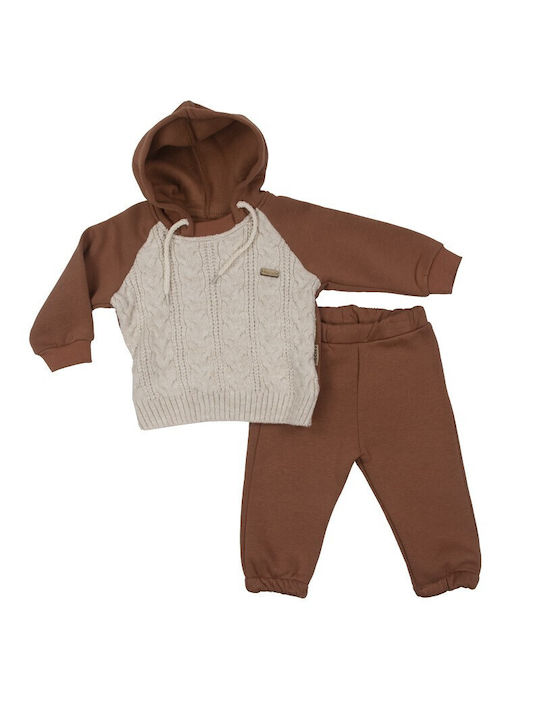 Necixs Kids Sweatpants Set Brown 2pcs