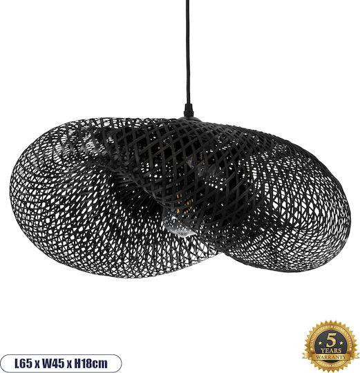 GloboStar Mexico Lumini Suspendate Negru Boem Rețea cu Bază de Bec E27 65x45x18cm
