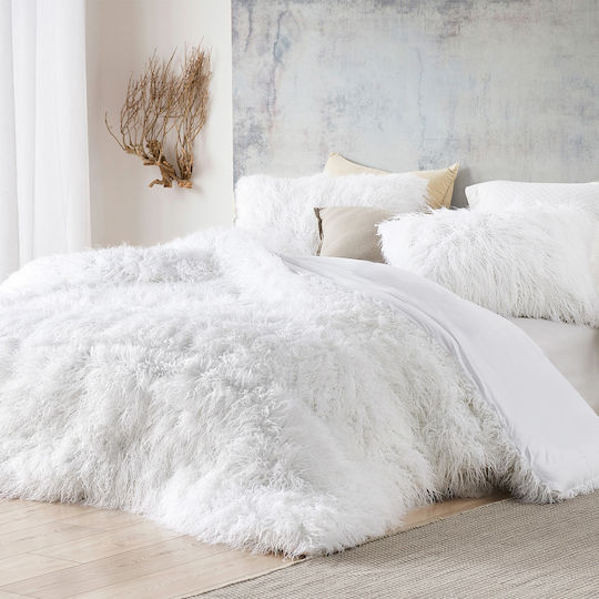 Saray Home Mongolia Κουβέρτα Γούνινη Μονή 150x200εκ. Λευκό