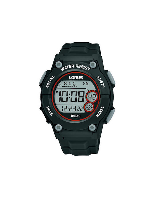 Lorus Watch Battery with Black Rubber Strap