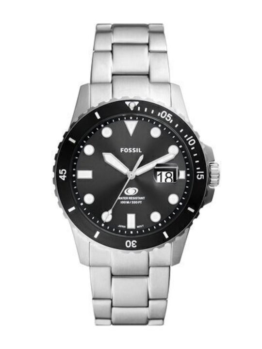 Fossil Ανδρικό Ρολόι 42mm Μπαταρίας με Ασημί Μεταλλικό Μπρασελέ