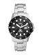 Fossil Ανδρικό Ρολόι 42mm Μπαταρίας με Ασημί Μεταλλικό Μπρασελέ