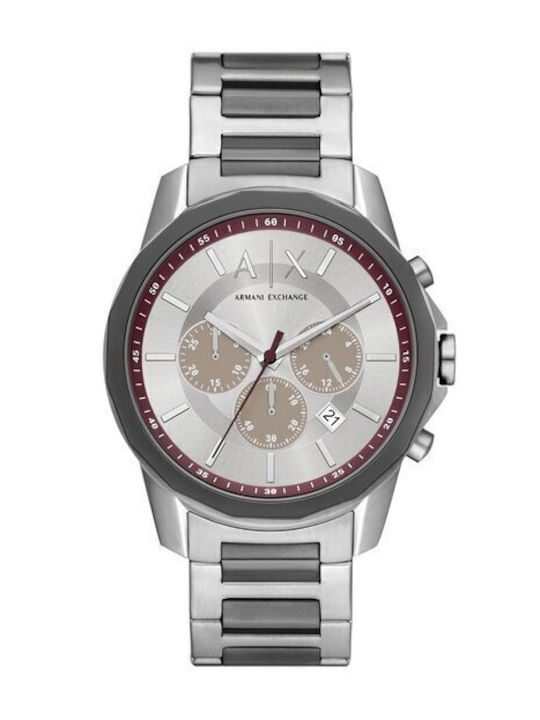 Armani Exchange Γυναικείο Ρολόι 44mm Χρονογράφος Μπαταρίας με Ασημί Μεταλλικό Μπρασελέ