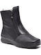Leder Stiefeletten Damen mit Pelz Schwarz