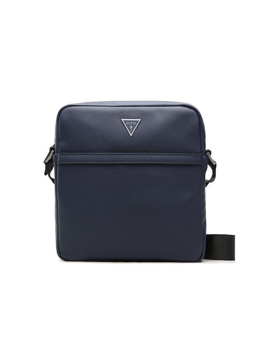 Guess Certosa Saffiano Smart Men's Bag Shoulder / Crossbody Navy Blue