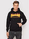Flame Men's Sweatshirt with Hood & Pockets Μαύρο.