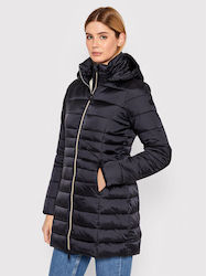 Save The Duck Women's Short Puffer Jacket for Winter with Hood Black